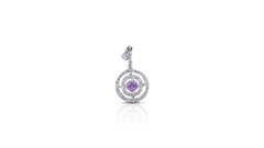 Pendentif Halo en or blanc 18k avec saphir naturel de 0,26ct et diamants