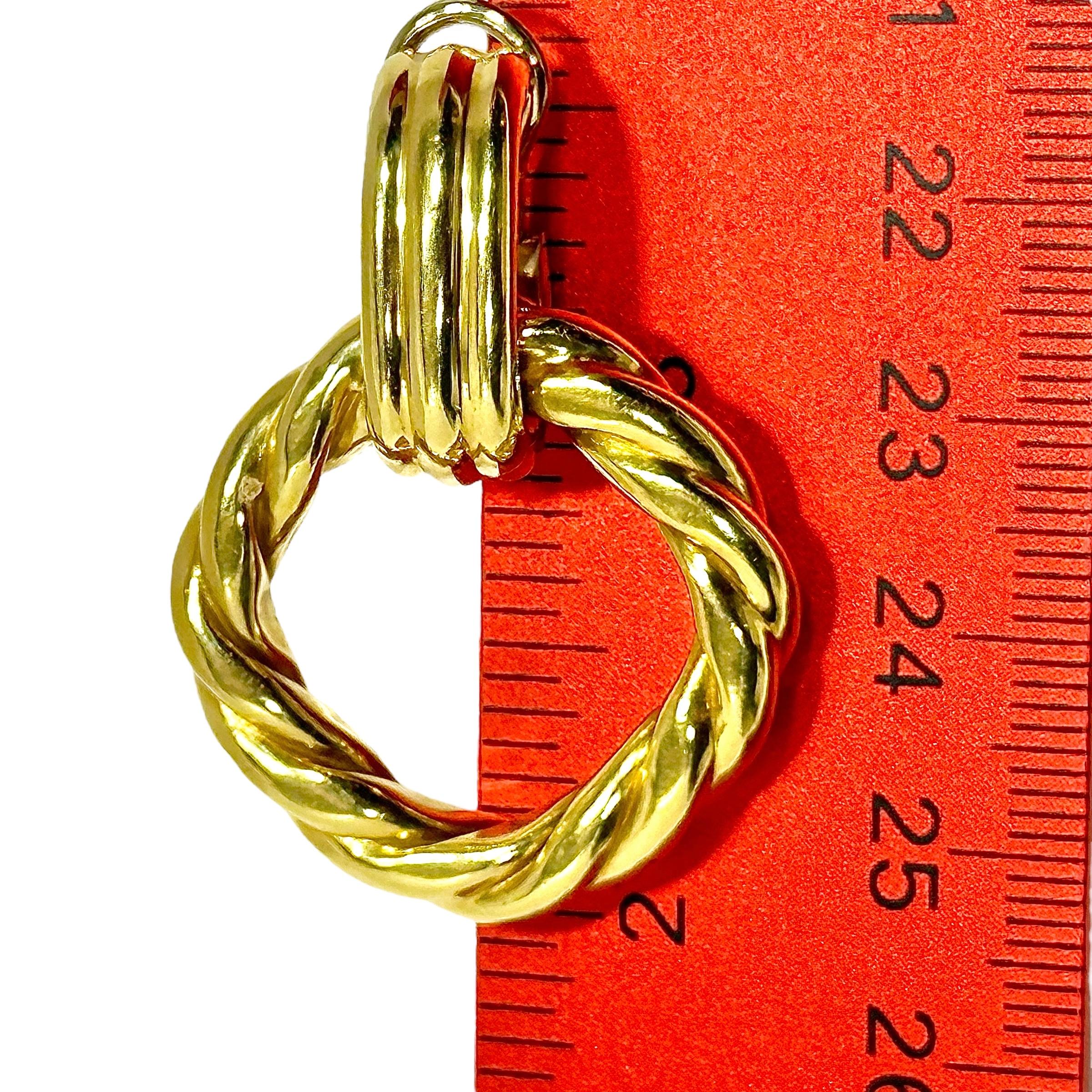 Donna Eleganti orecchini a penzoloni in oro giallo 18 carati con punte scanalate e cerchi in oro ritorto in vendita
