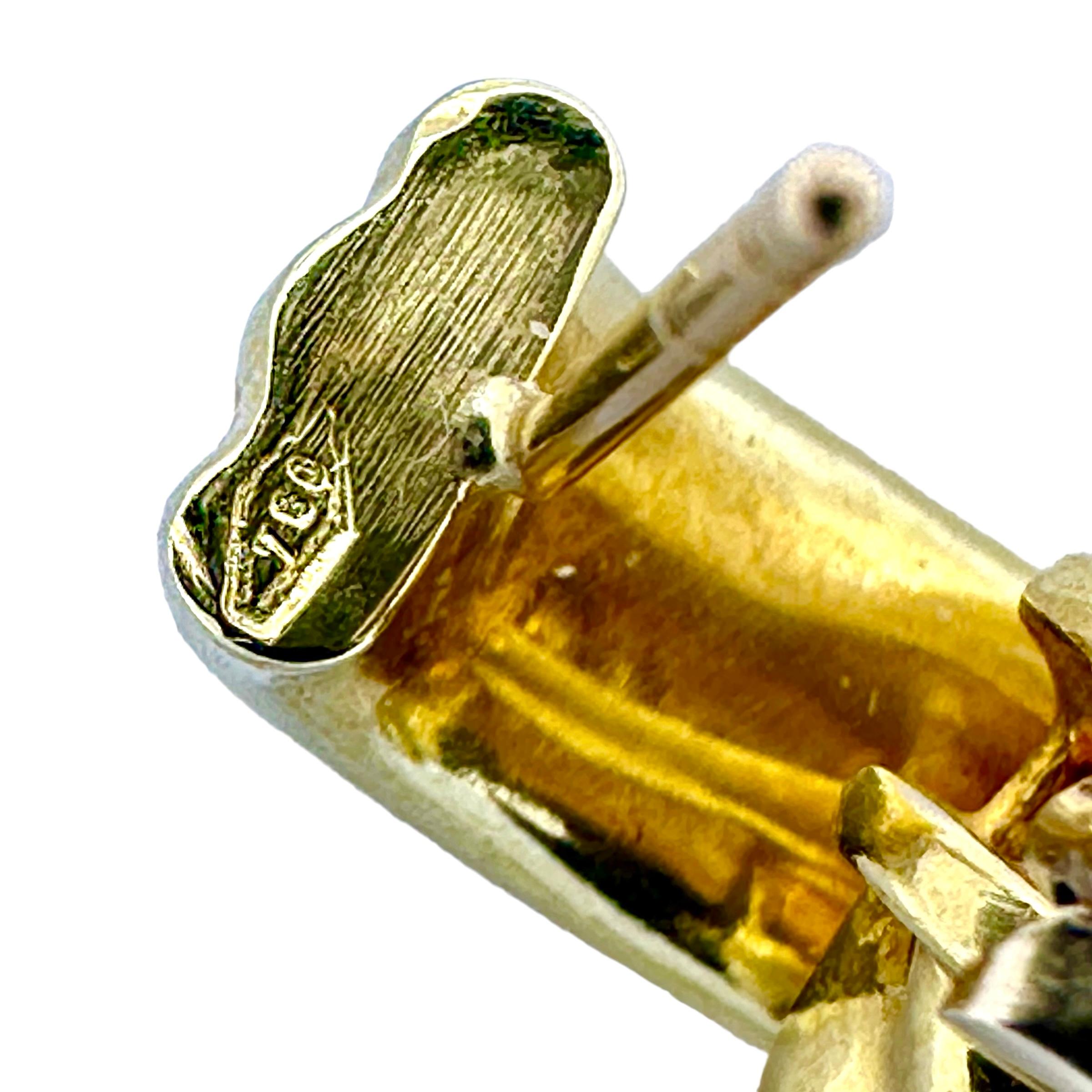 Eleganti orecchini a penzoloni in oro giallo 18 carati con punte scanalate e cerchi in oro ritorto in vendita 2