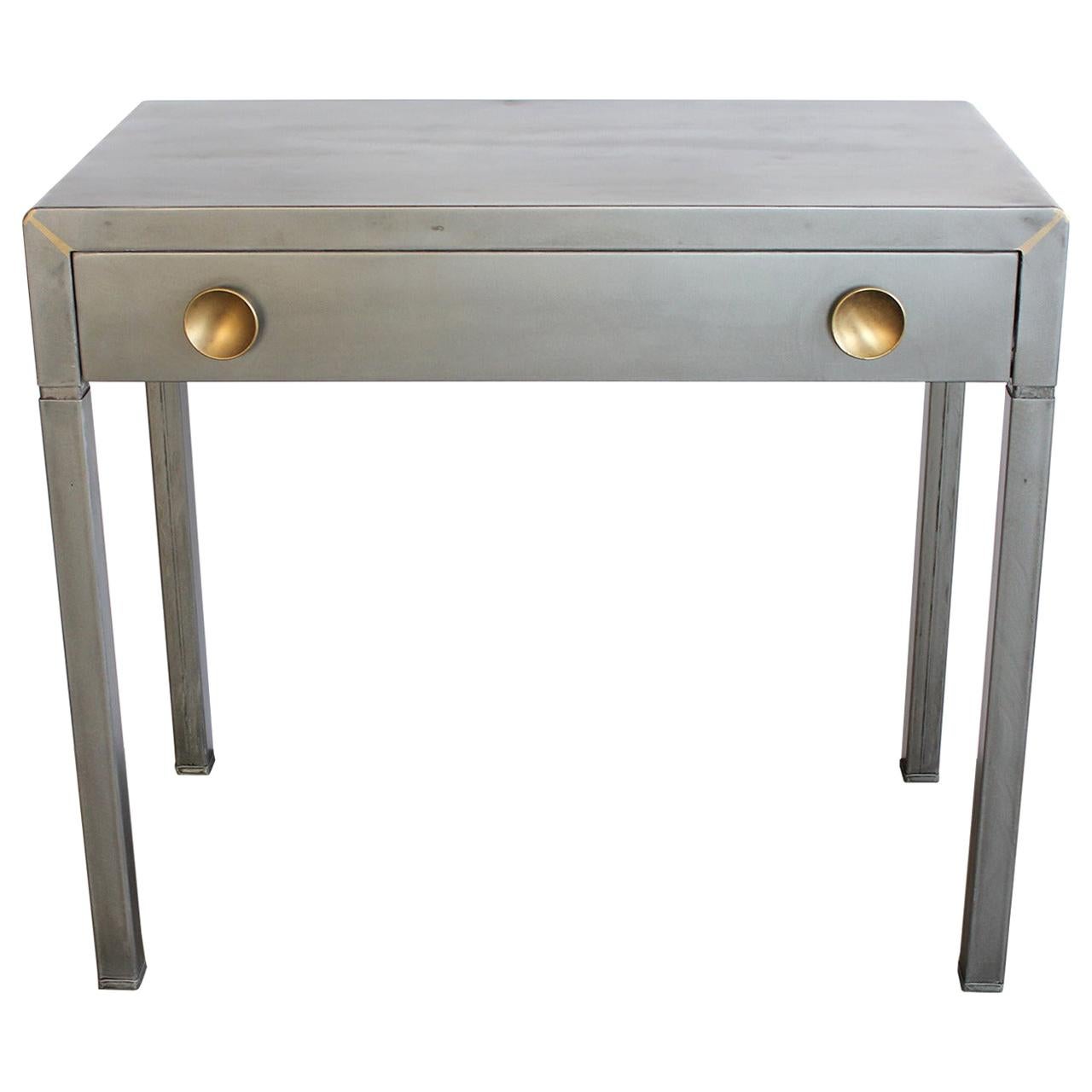 Stylish 1920s Industrial Metal Desk by Norman Bel Geddes For Sale