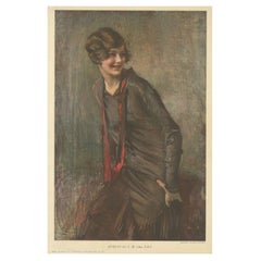 Stilvolles Porträt "Evelyn" aus den 1920er Jahren - Art Deco Lithographie von I.M. Cohen, 1928