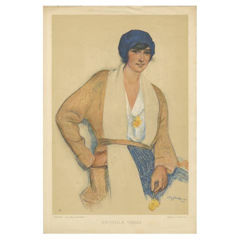 Stylish 1920s Portrait “Primula Veris” – Lithograph by Willy Sluiter