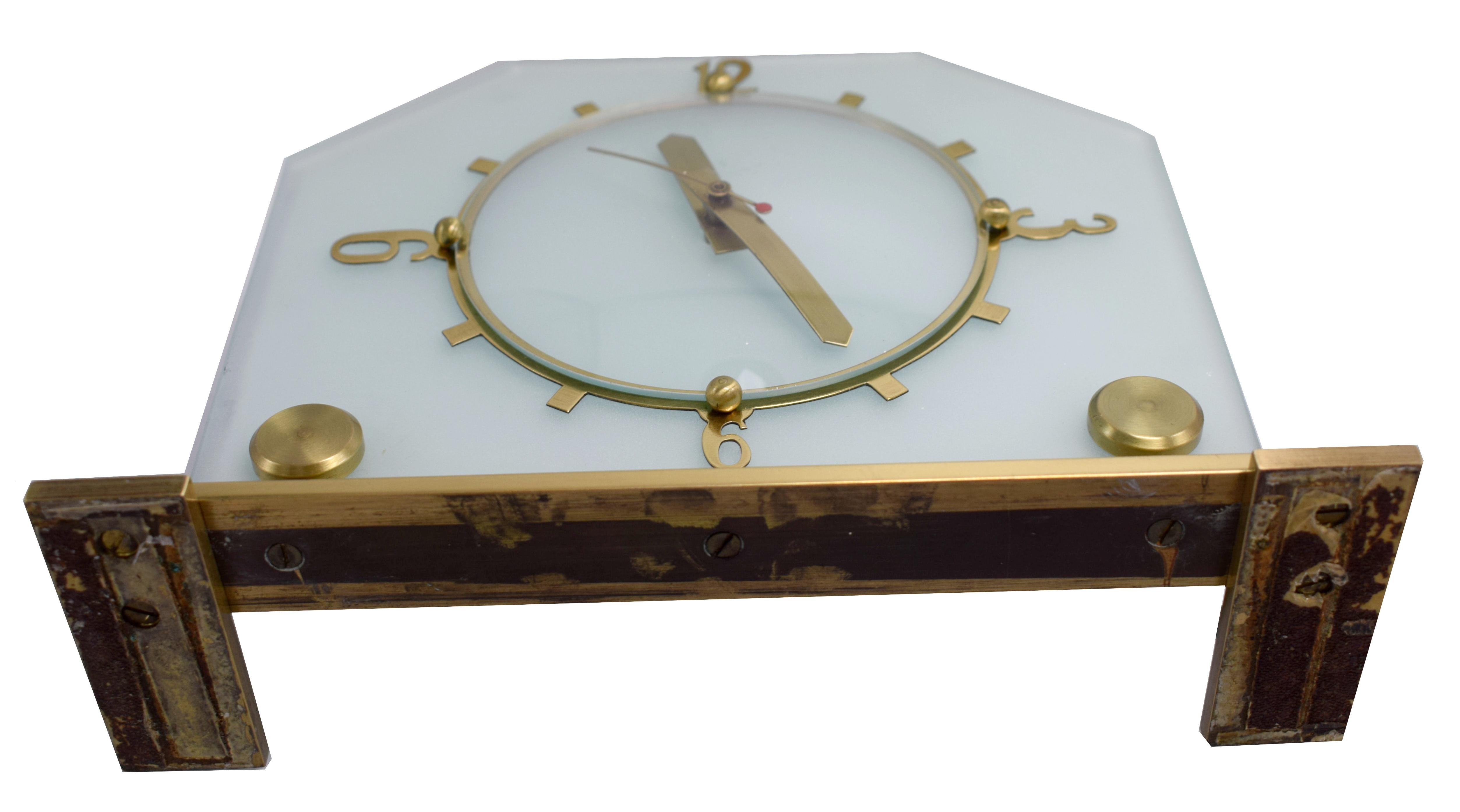 Brass Stylish 1930s Art Deco Mantle Clock by Goblin