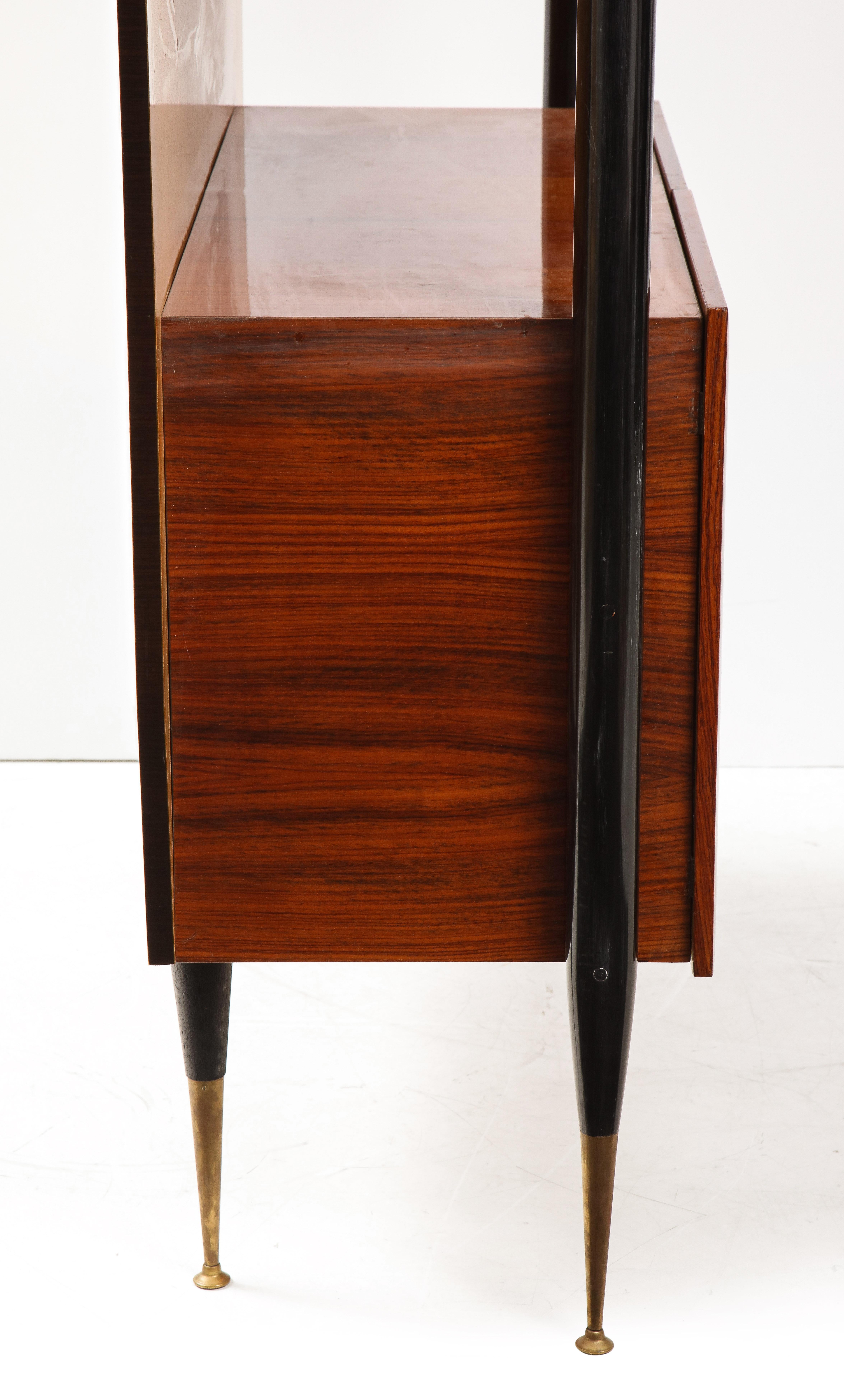 Stylish 1950s Italian Lacquered Mahogany and Sycamore Wall Cabinet For Sale 12