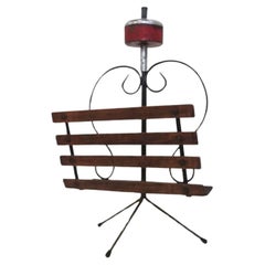 Stylish 1950s Wood and Iron Ashtray & Magazine Rack Combo - Mid-Century Utility