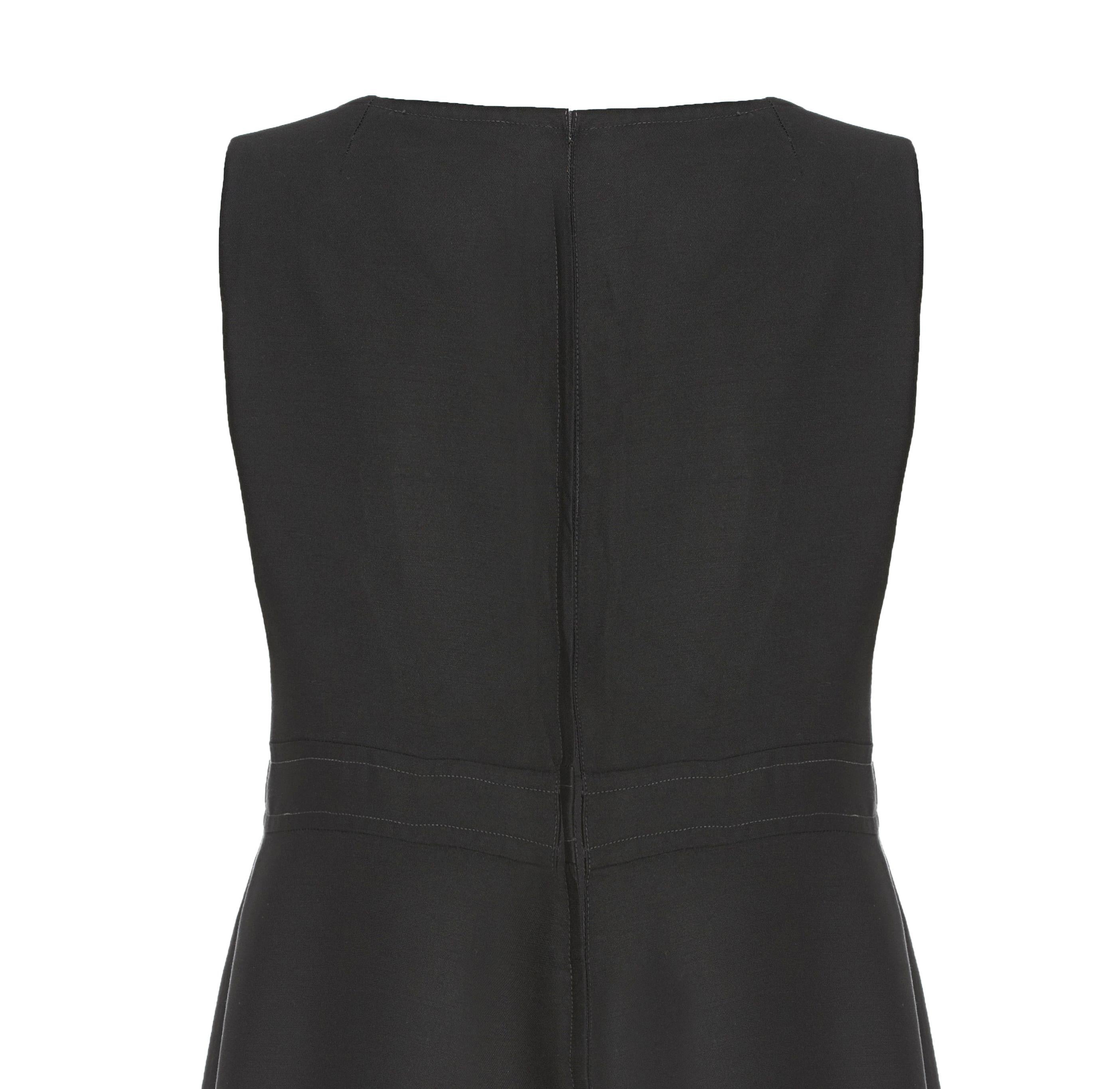 Women's Stylish 1960s Bernard Freres Black A-line Mod Dress