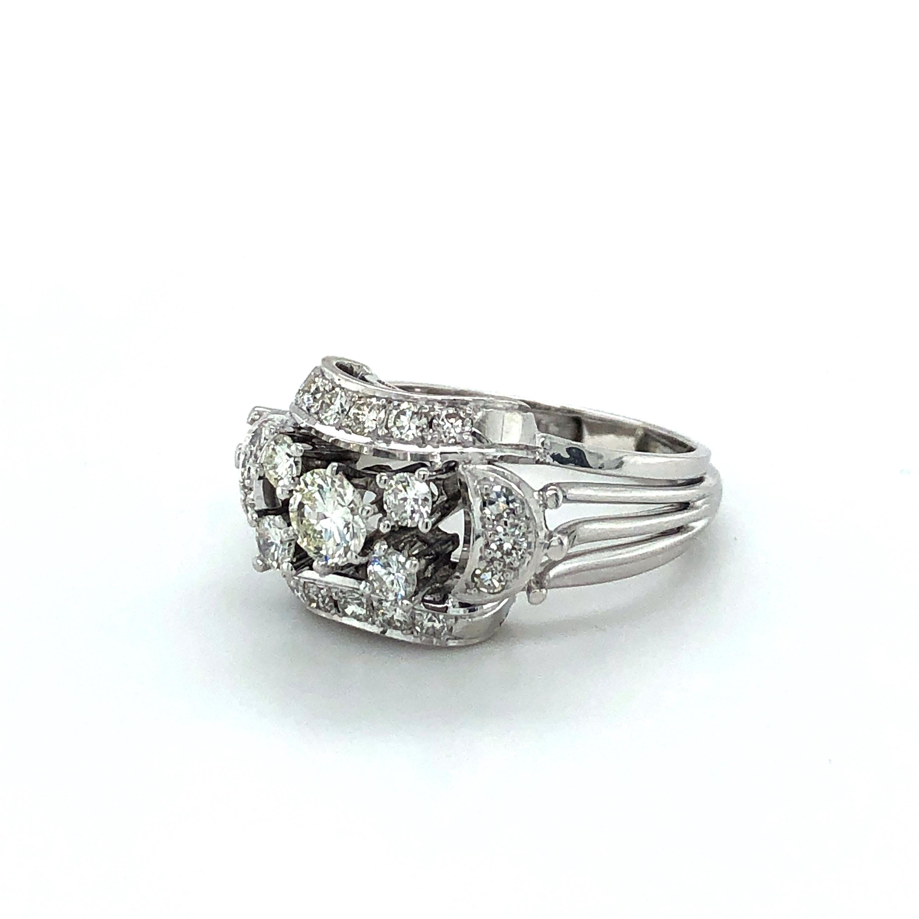 Brilliant Cut Stylish 1960s Diamond Ring in 18 Karat White Gold