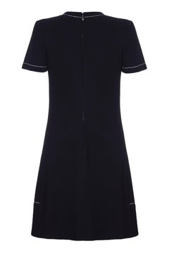 Stylish 1960s Jean Patou Black Wool Mod Dress