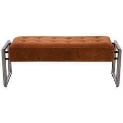 Stylish 1960s Tufted Chrome Bench