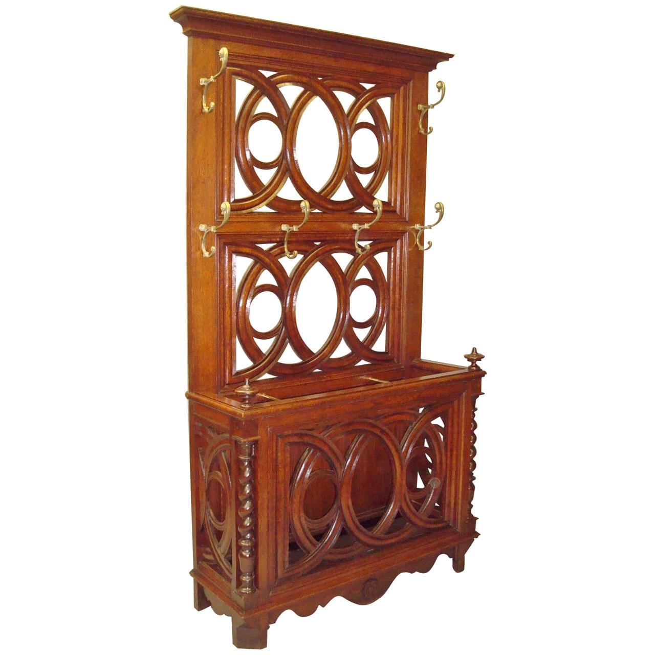 Stylish 19th Century Oak Hall Stand For Sale
