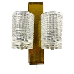 Stylish 2-Light Wall Sconce Brass and Glass Wall Lamp Two Arm Wall Lamp