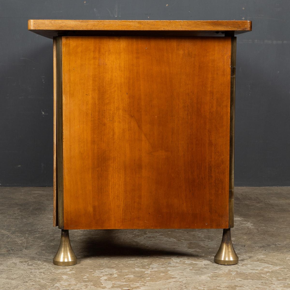 Stylish 20th Century Italian Art Deco Brass & Mahogany Desk c.1930 For Sale 1