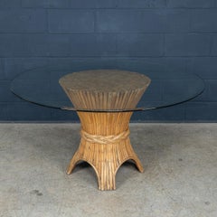 Stylish 20th Century "Sheaf Of Wheat" Dining Table By Mcguire c.1970