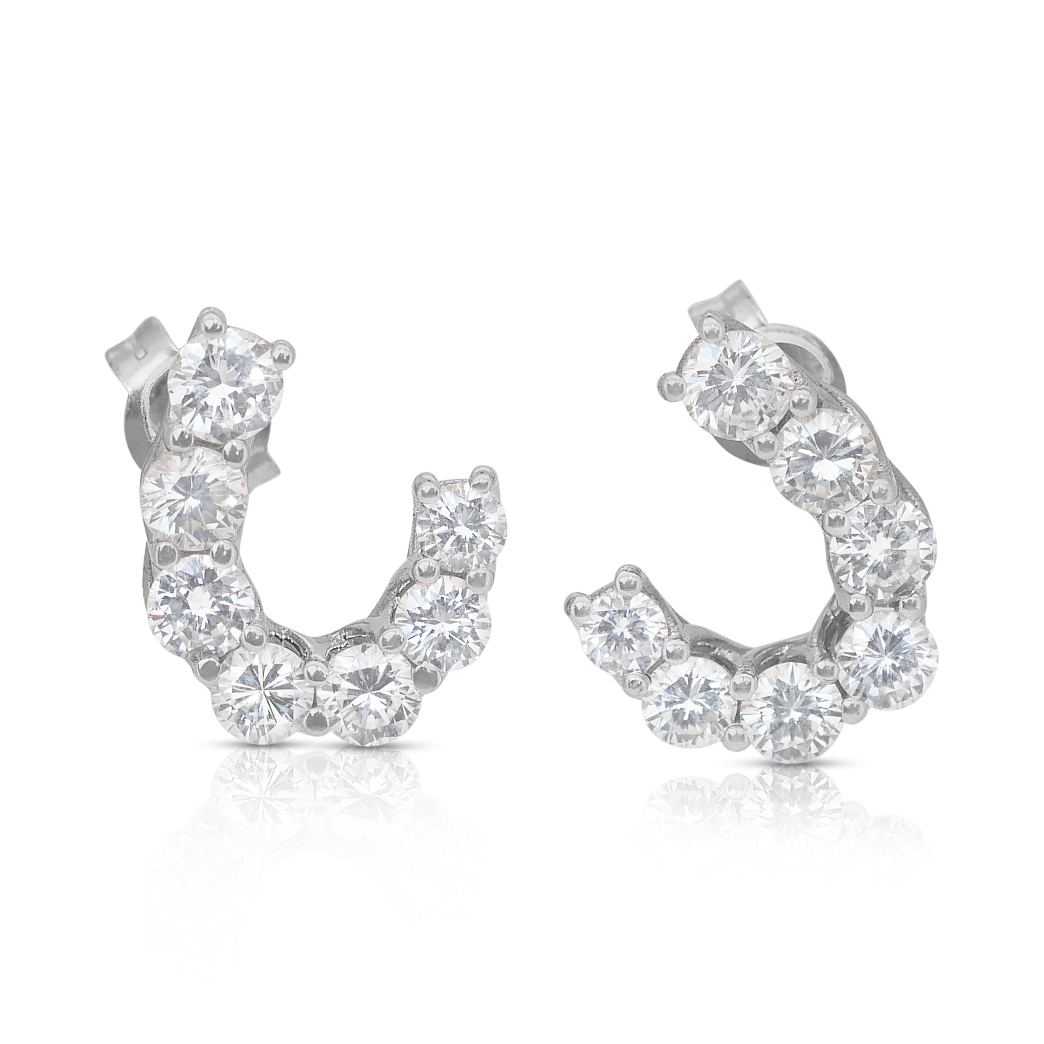Round Cut Stylish 2.53ct Natural Diamonds Earrings in 18k White Gold - IGI Certified