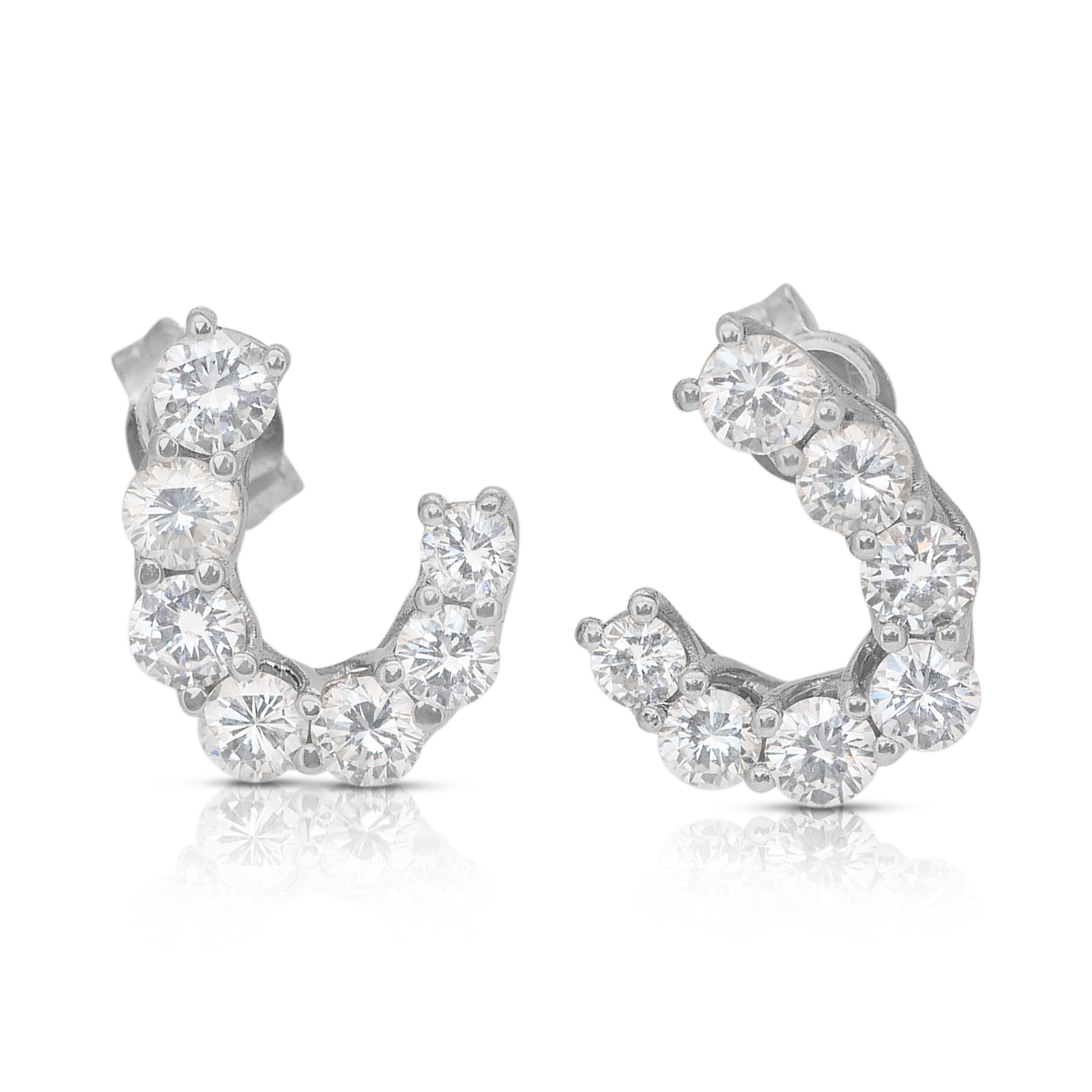 Stylish 2.53ct Natural Diamonds Earrings in 18k White Gold - IGI Certified 2