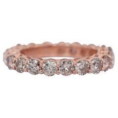 Stylish 3.47ct Diamonds Fancy-Colored Eternity Ring in 14k Rose Gold - IGI Cert