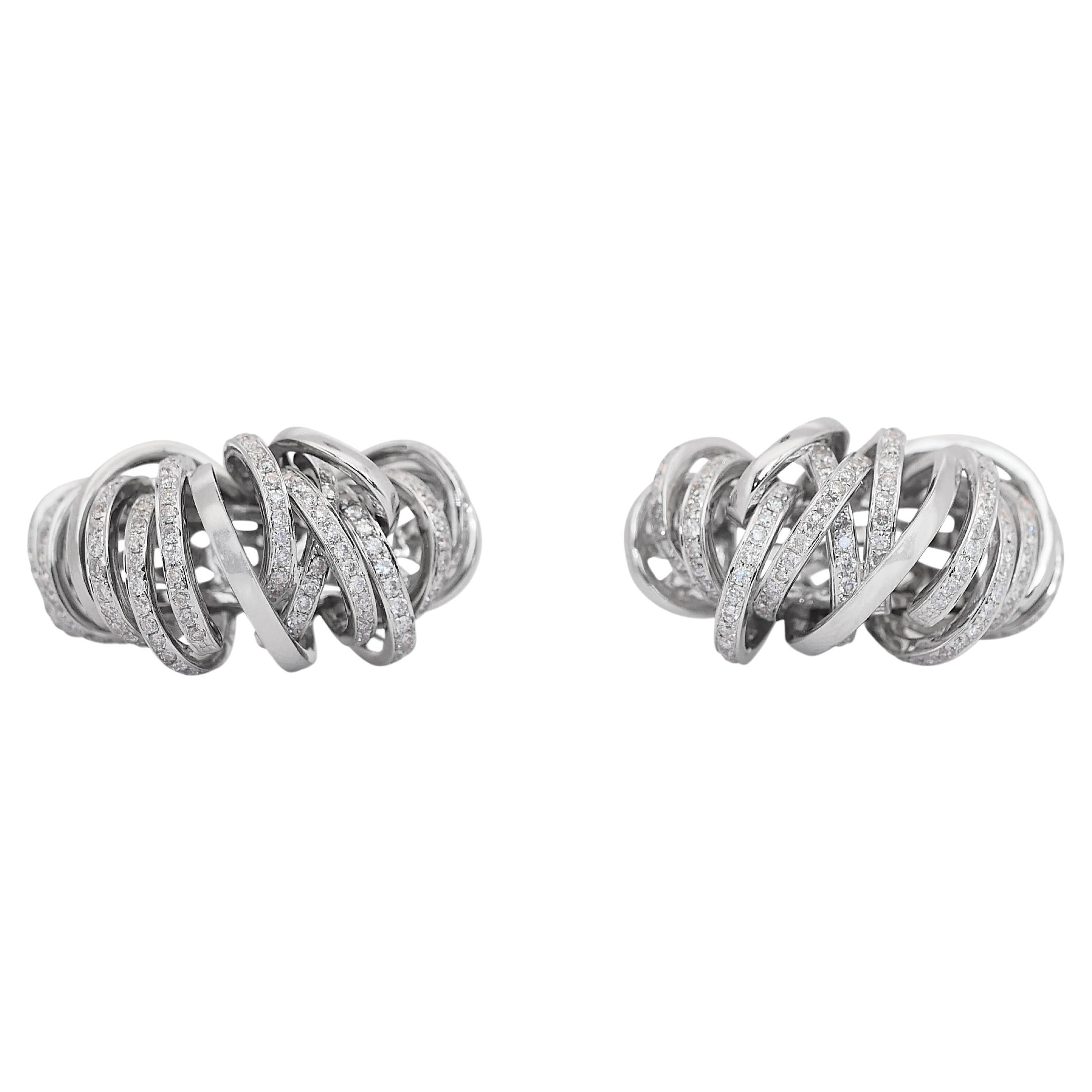 Stylish 4.16ct Diamonds Stud Earrings in 18k White Gold - IGI Certified