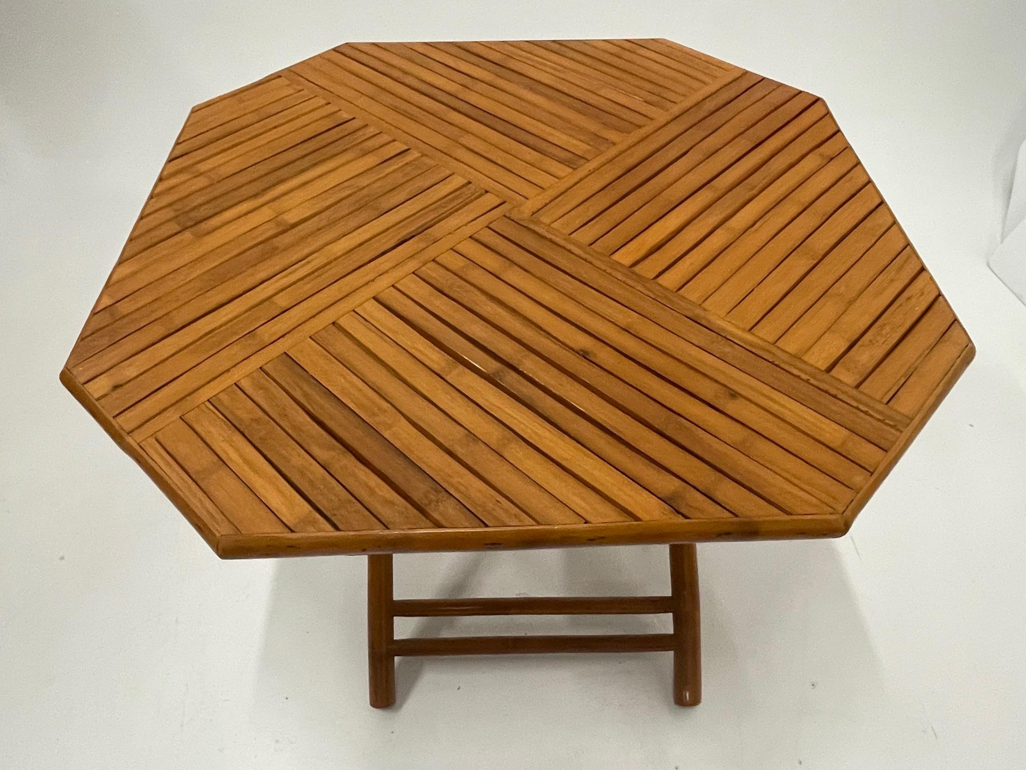 Philippine Stylish 8 Sided Folding Bamboo Breakfast or Center Table For Sale
