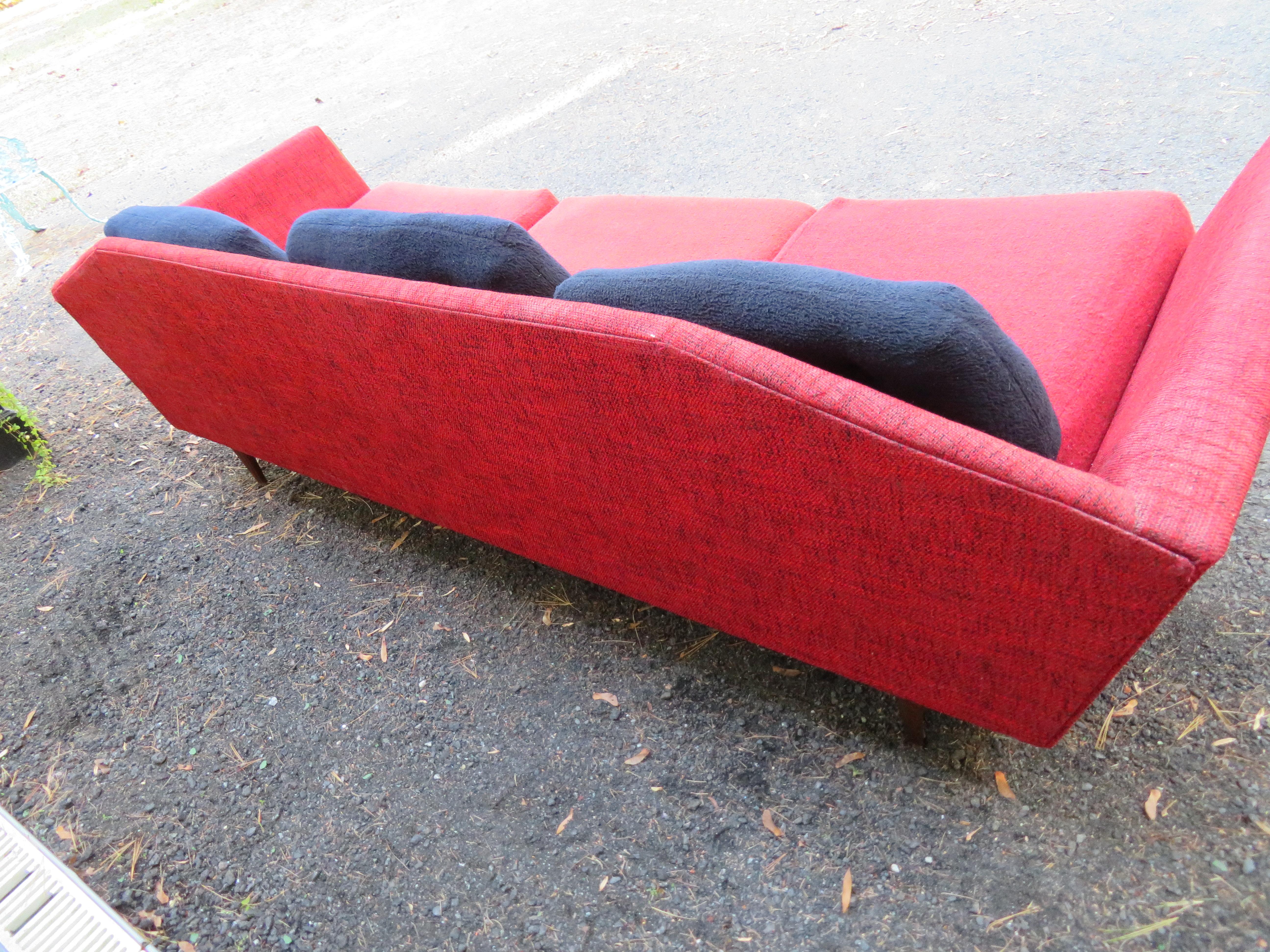 Stylish Adrian Pearsall Style Sculptural Walnut Sofa Midcentury For Sale 2