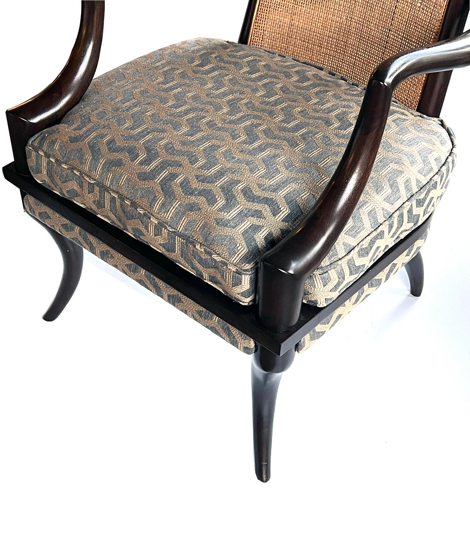 1960s Grand Ledge Chair Co. Caned High-back Brown Lacquered Arm Chair For Sale 3