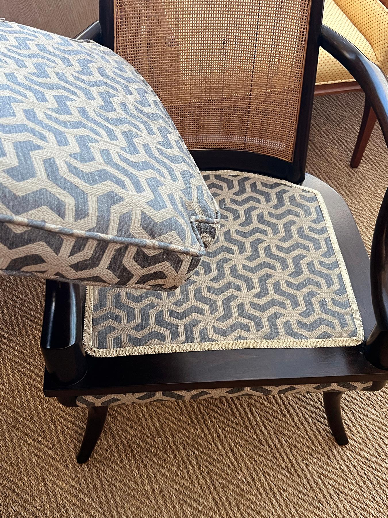 1960s Grand Ledge Chair Co. Caned High-back Brown Lacquered Arm Chair For Sale 4