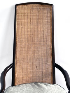 1960s Grand Ledge Chair Co. Caned High-back Brown Lacquered Arm Chair