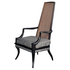 1960s Grand Ledge Chair Co. Caned High-back Brown Lacquered Arm Chair