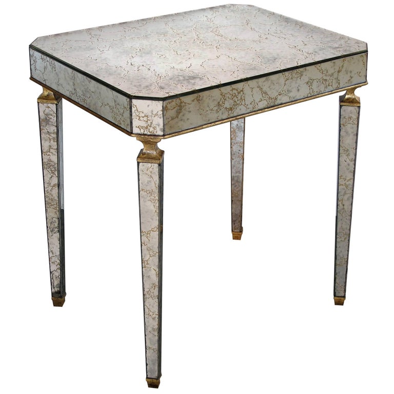 Stylish American Mid-Century Rectangular Mirrored Side Table by ...