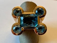 Stylish and Bold 18 Karat Rose Gold Aquamarine statement Ring