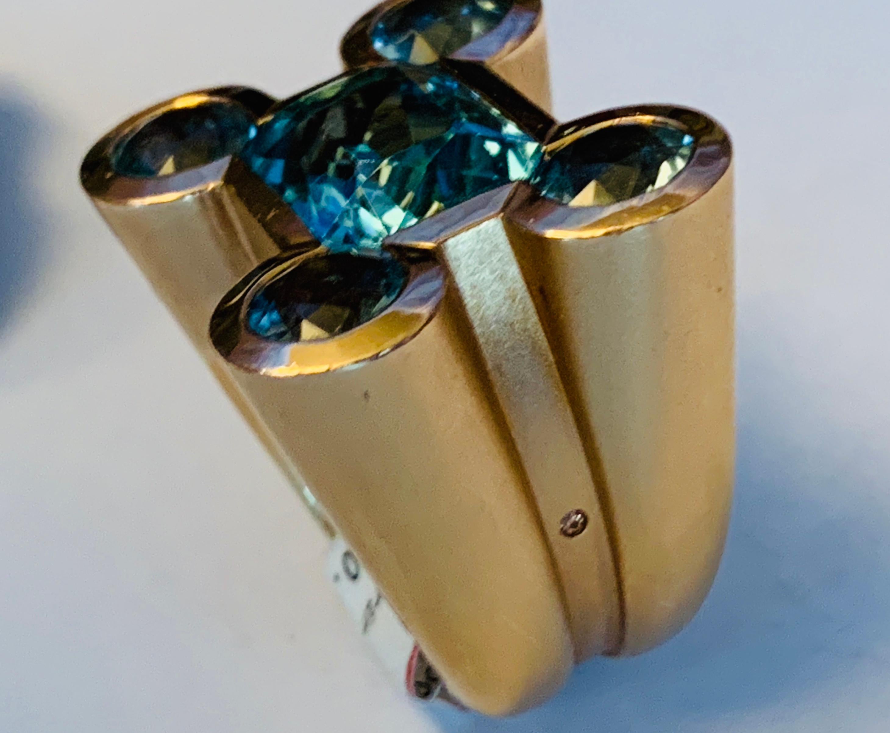 Stylish and Bold 18 Karat Rose Gold Aquamarine Ring For Sale 1