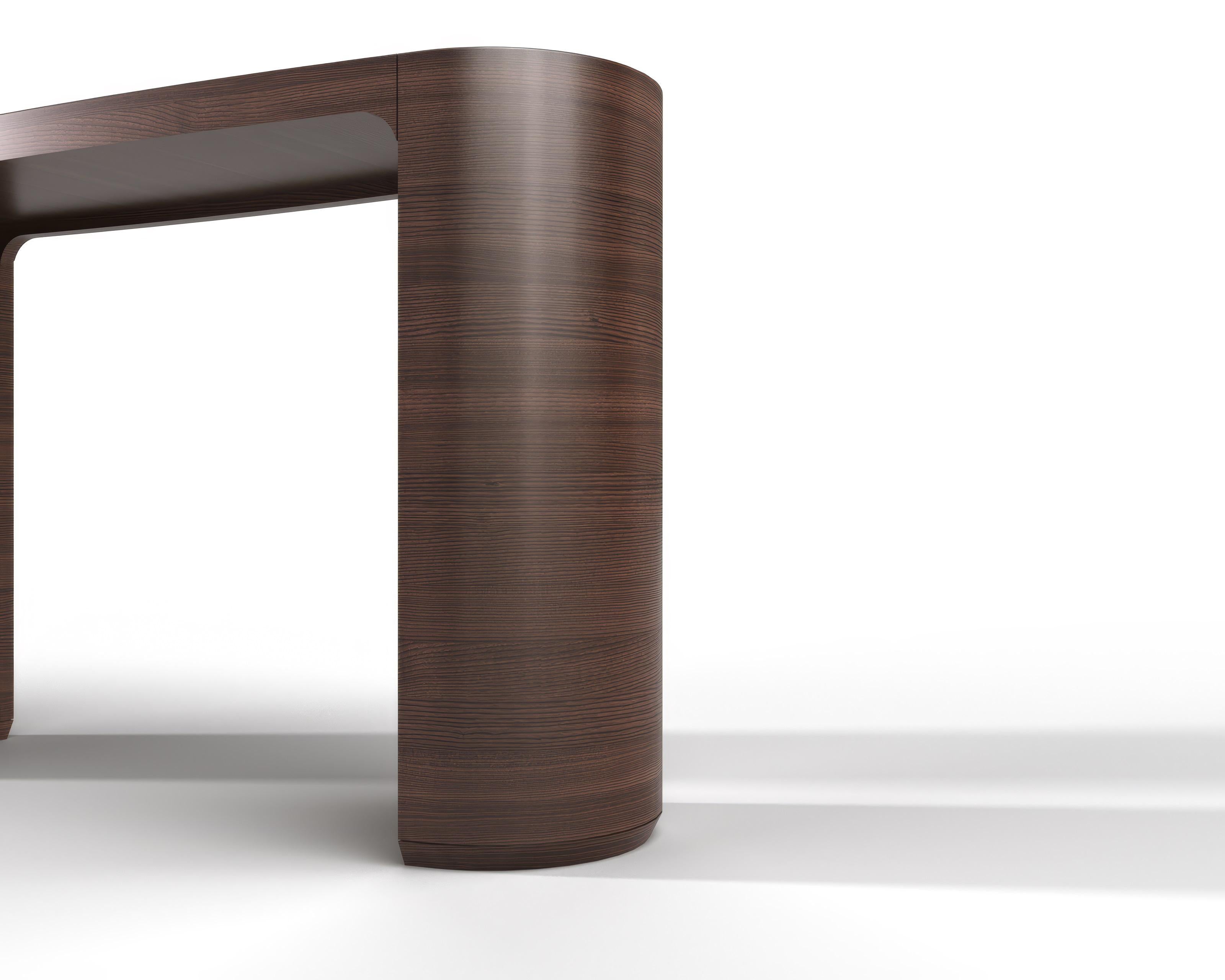 Minimalist Stylish and Functional Console LUNA LUX Covered with Natural Walnut Veneer For Sale