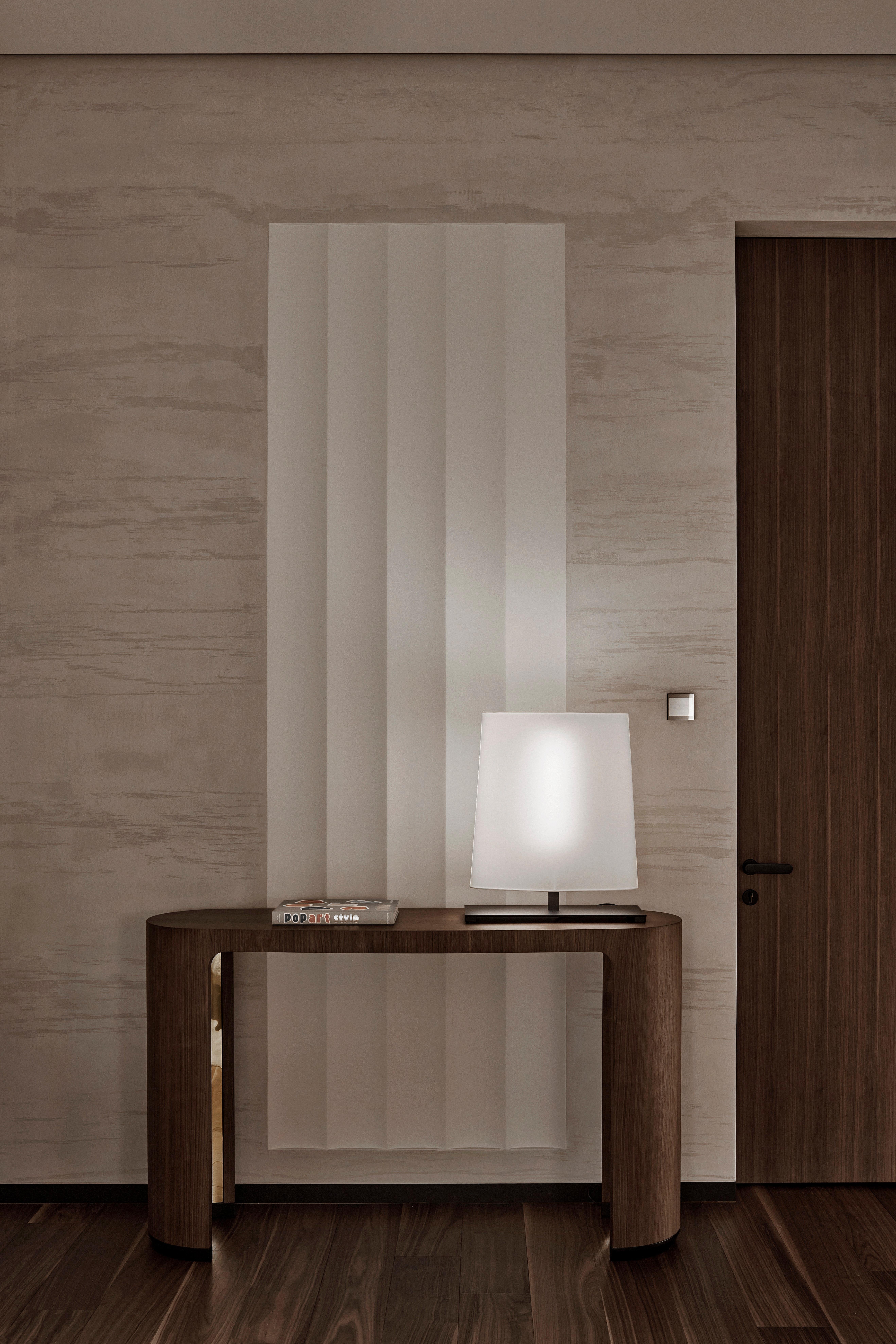 Stylish and Functional Console LUNA LUX Covered with Natural Walnut Veneer In New Condition For Sale In Port Orchard, WA