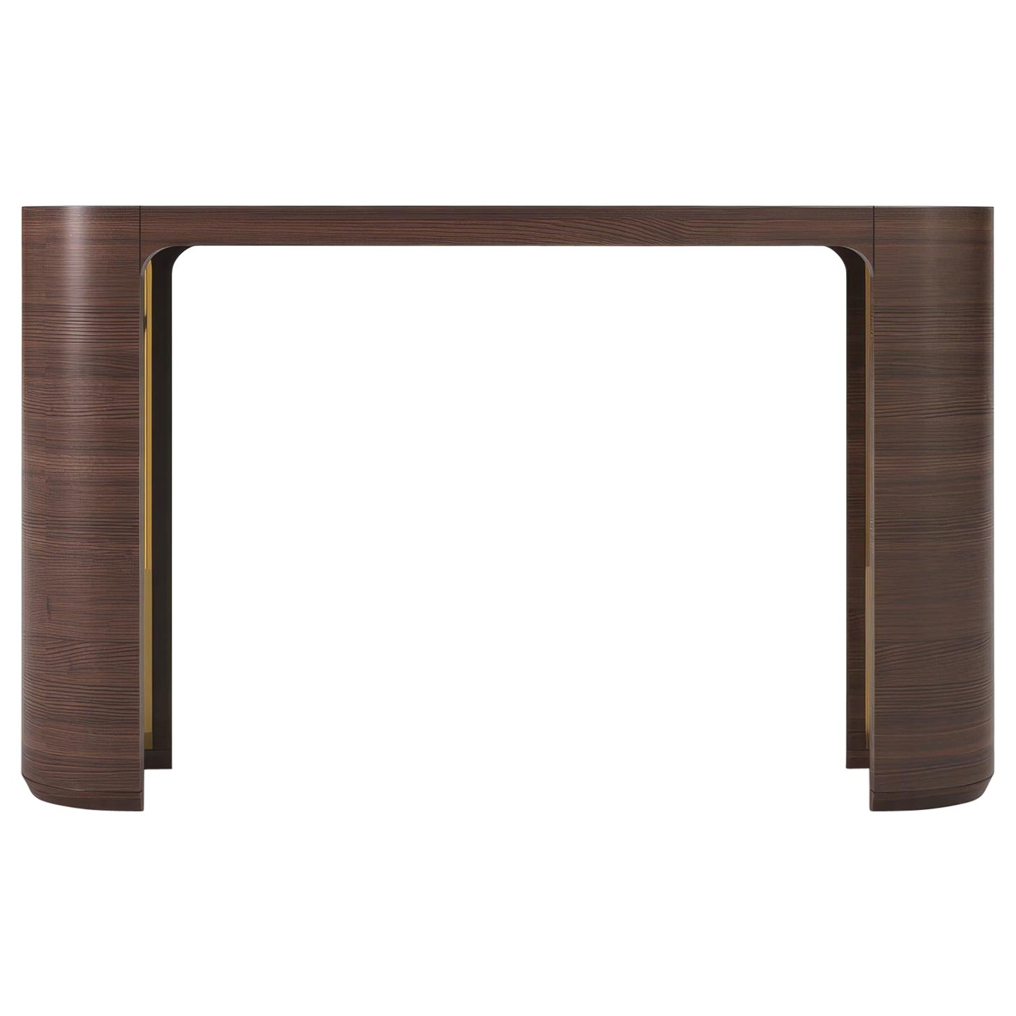 Stylish and Functional Console LUNA LUX Covered with Natural Walnut Veneer For Sale