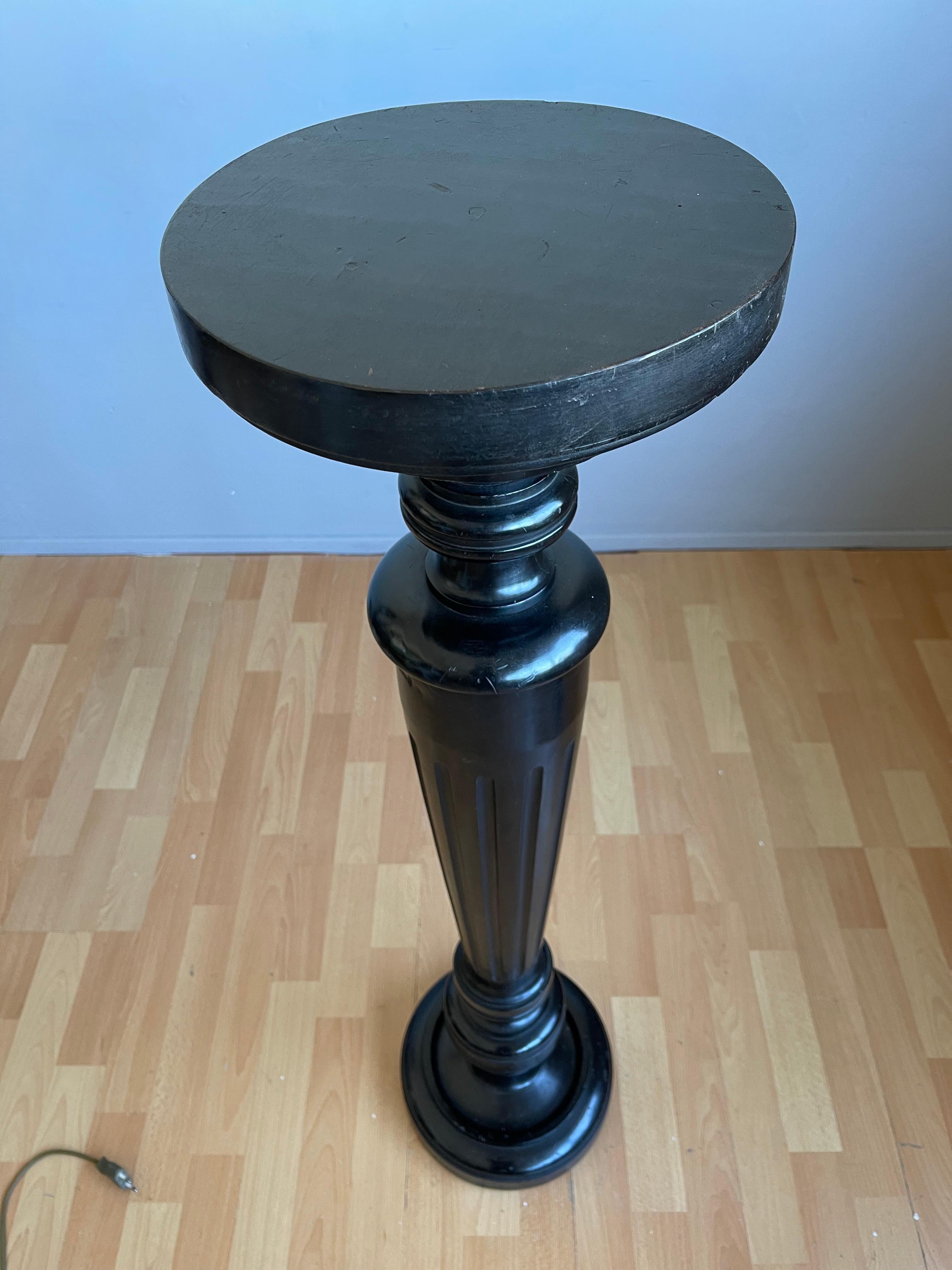 Stylish and Great Looking Antique, Ebonized Column Flower / Plant Pedestal Stand 4