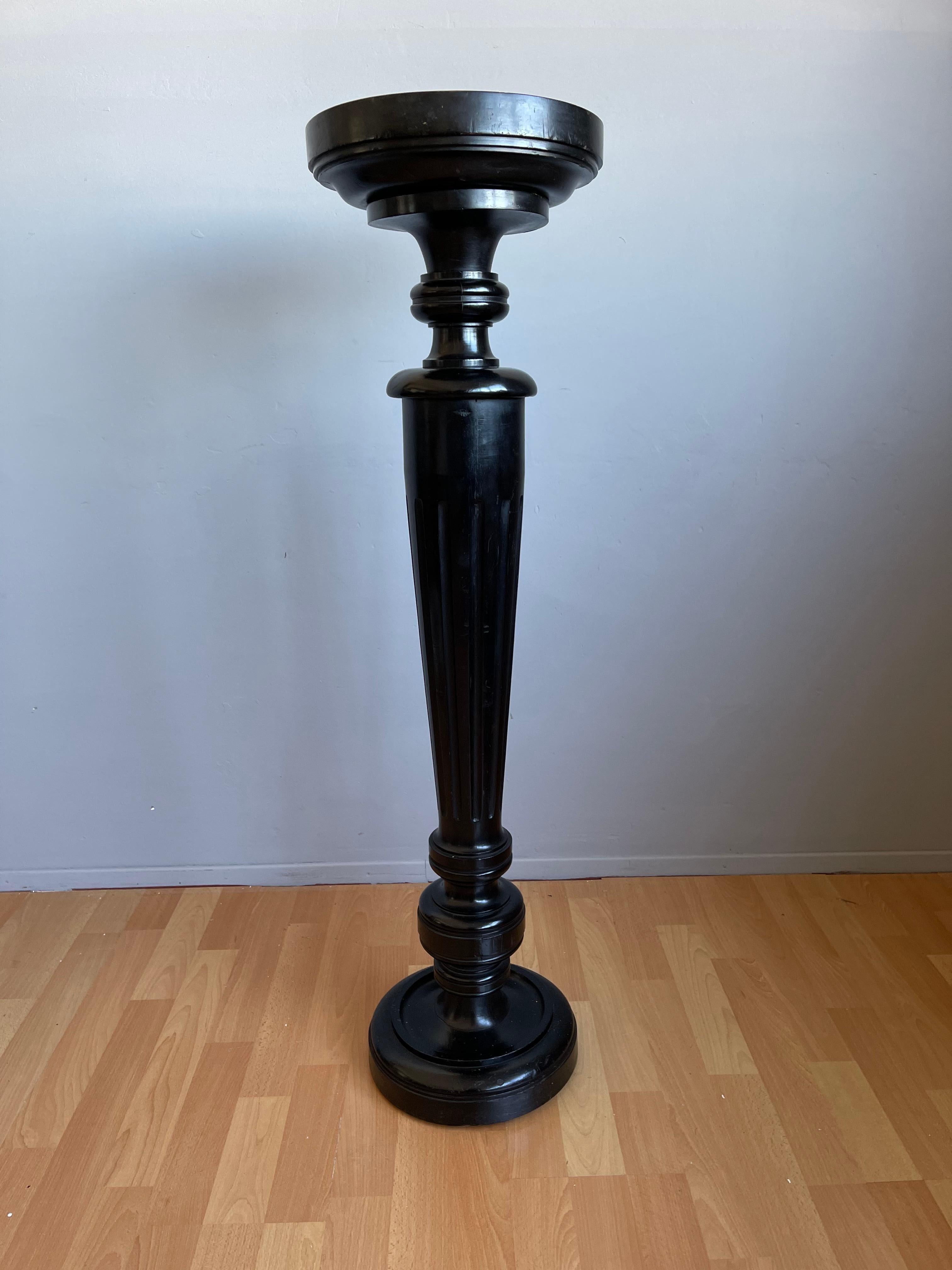 Stylish and Great Looking Antique, Ebonized Column Flower / Plant Pedestal Stand 6