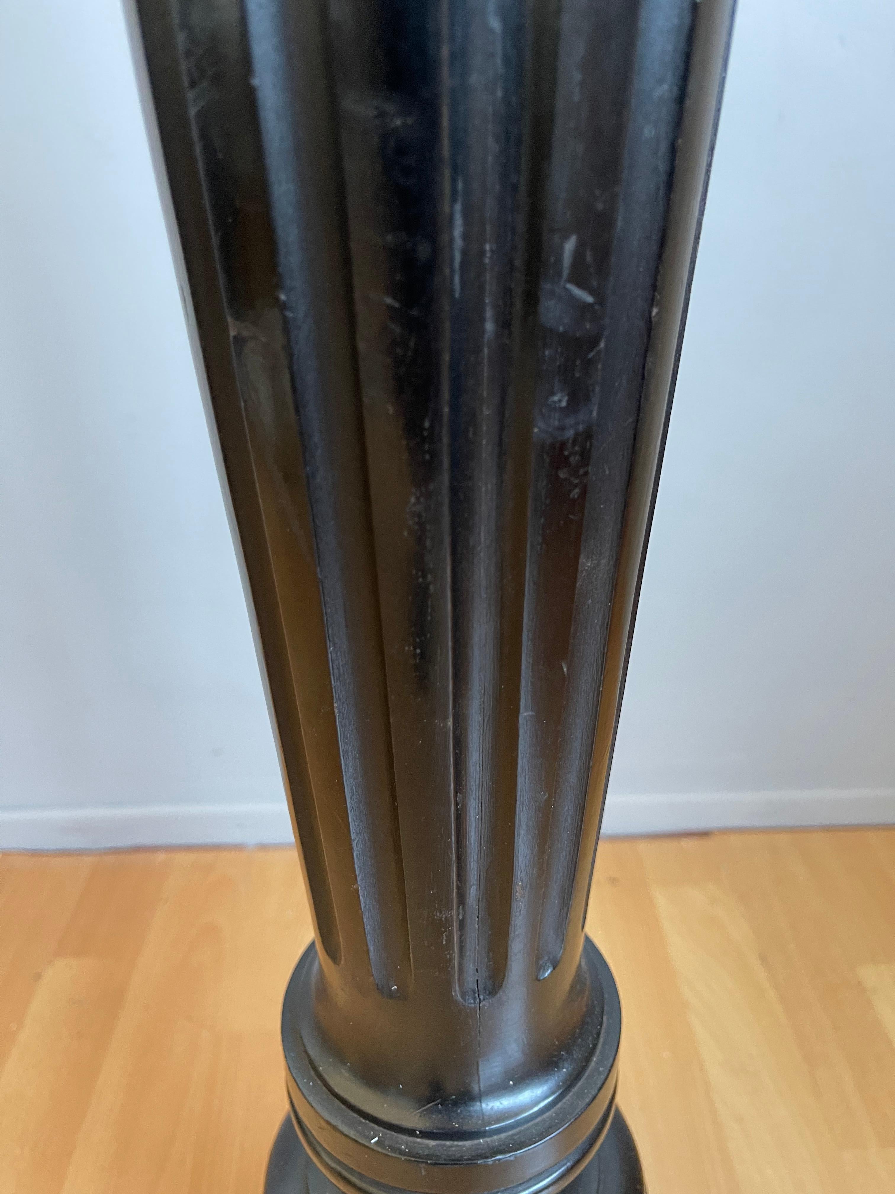 Stylish and Great Looking Antique, Ebonized Column Flower / Plant Pedestal Stand 7