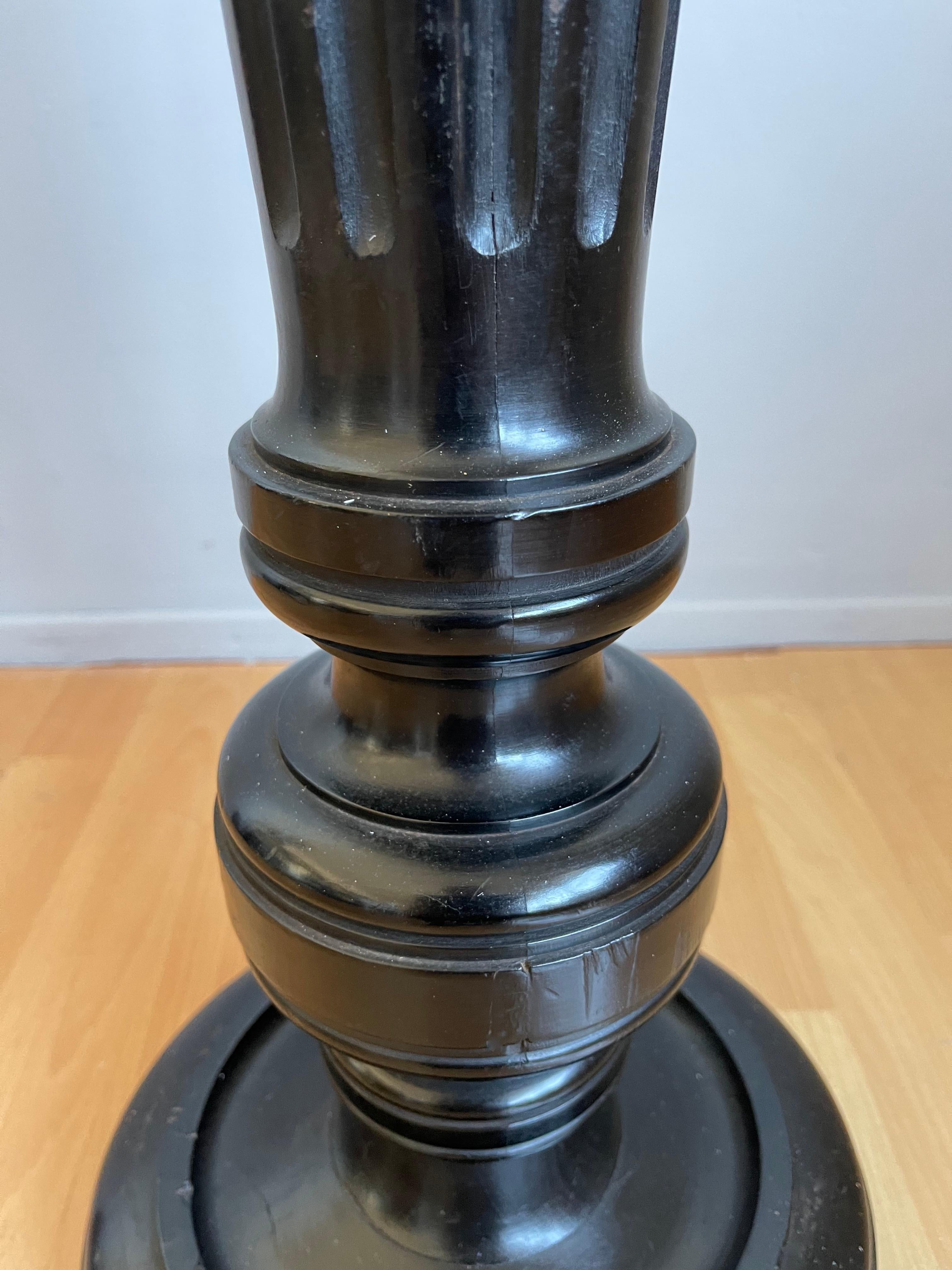Stylish and Great Looking Antique, Ebonized Column Flower / Plant Pedestal Stand 8
