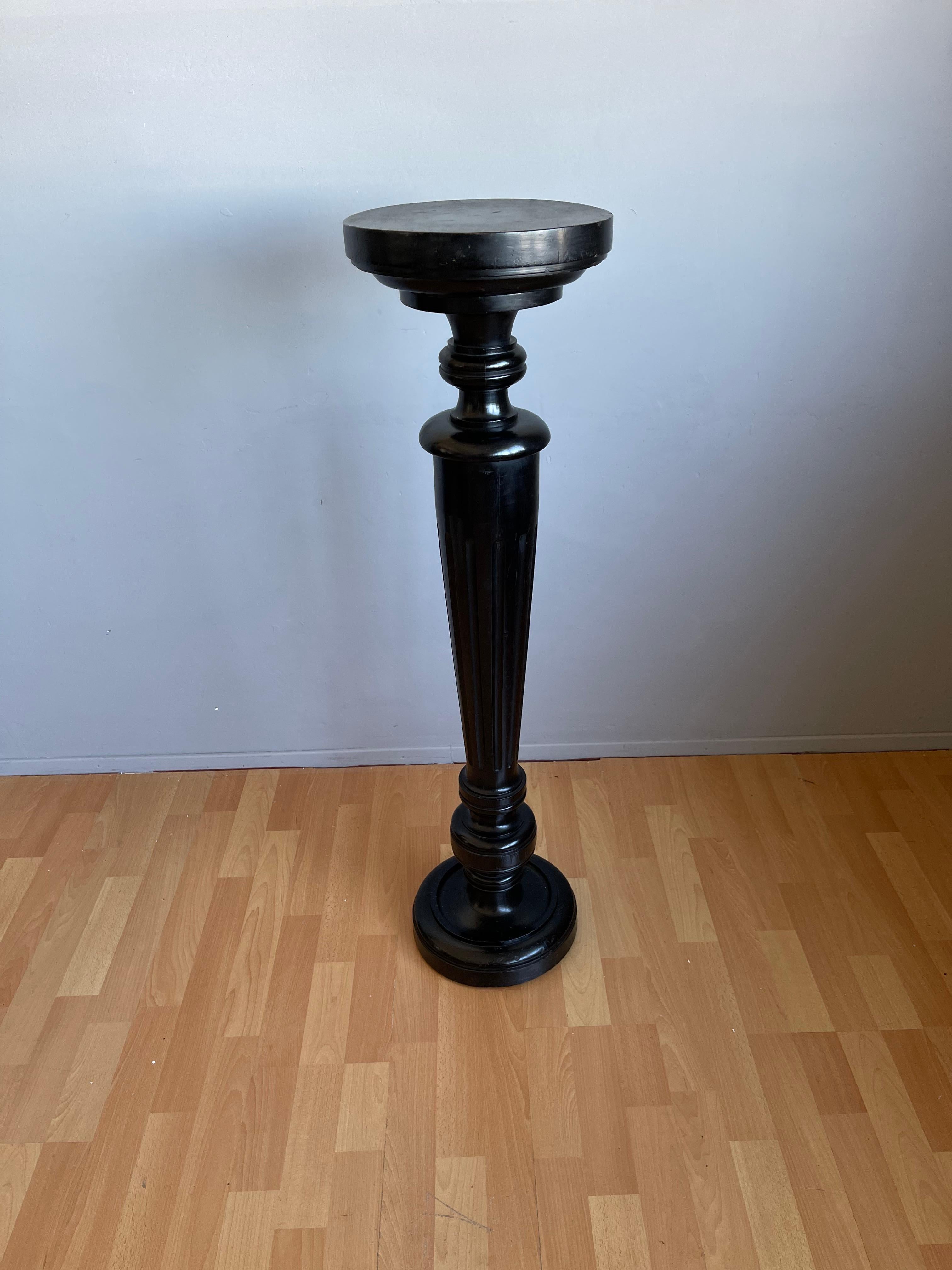 Stylish and Great Looking Antique, Ebonized Column Flower / Plant Pedestal Stand 10