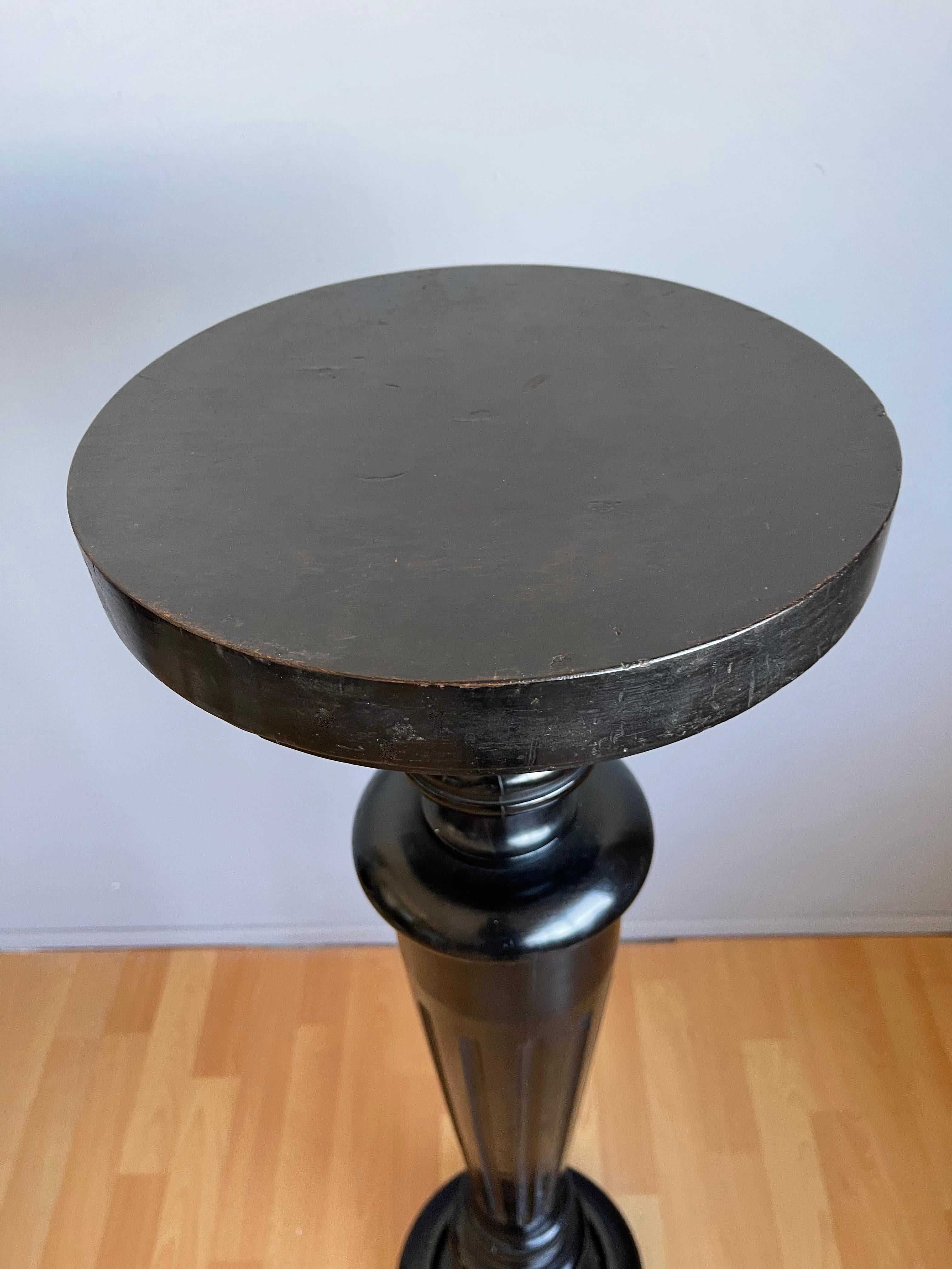 French Stylish and Great Looking Antique, Ebonized Column Flower / Plant Pedestal Stand