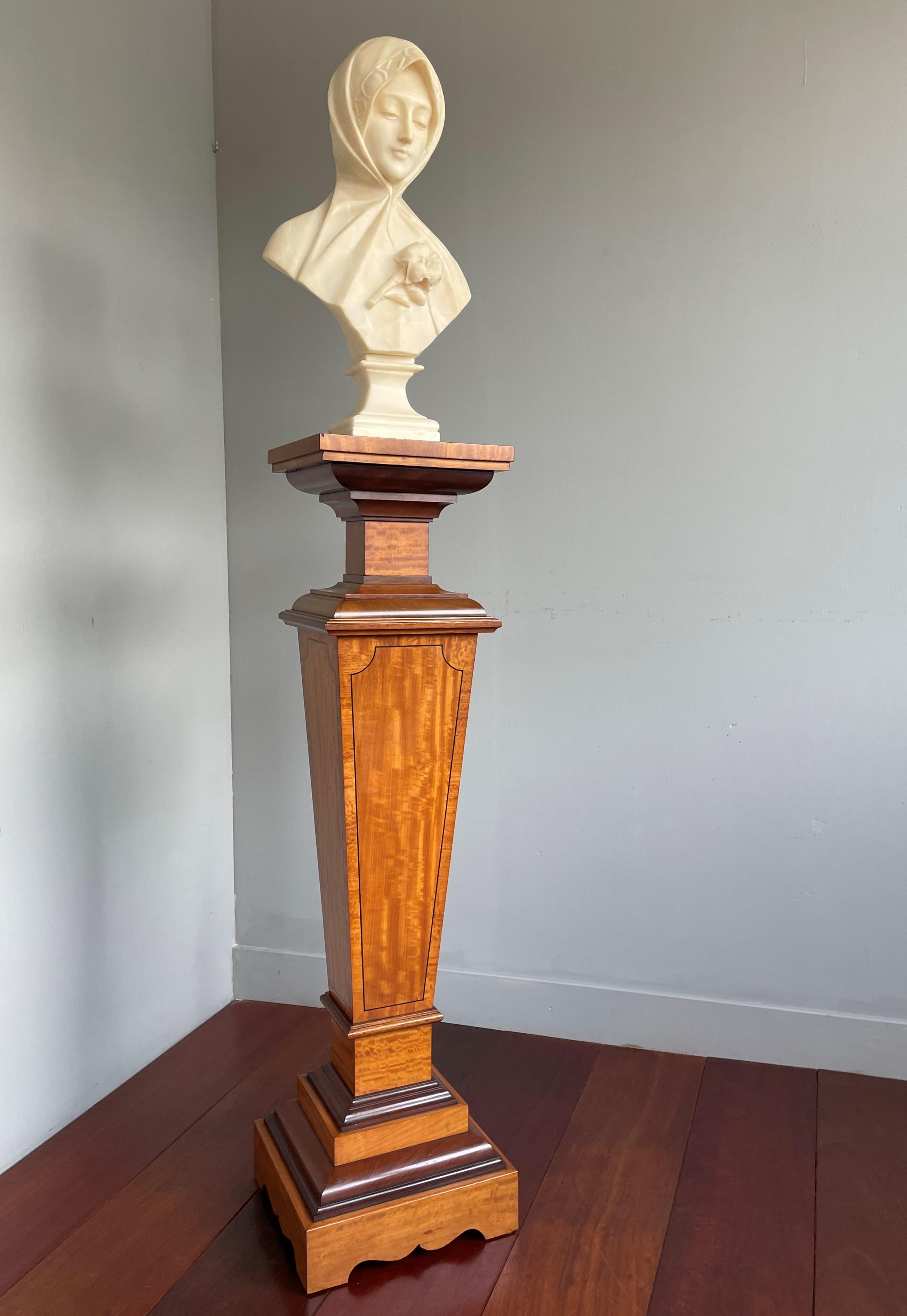 Stylish and Majestic Antique Satinwood & Teakwood Column Pedestal Stand ca. 1910 7