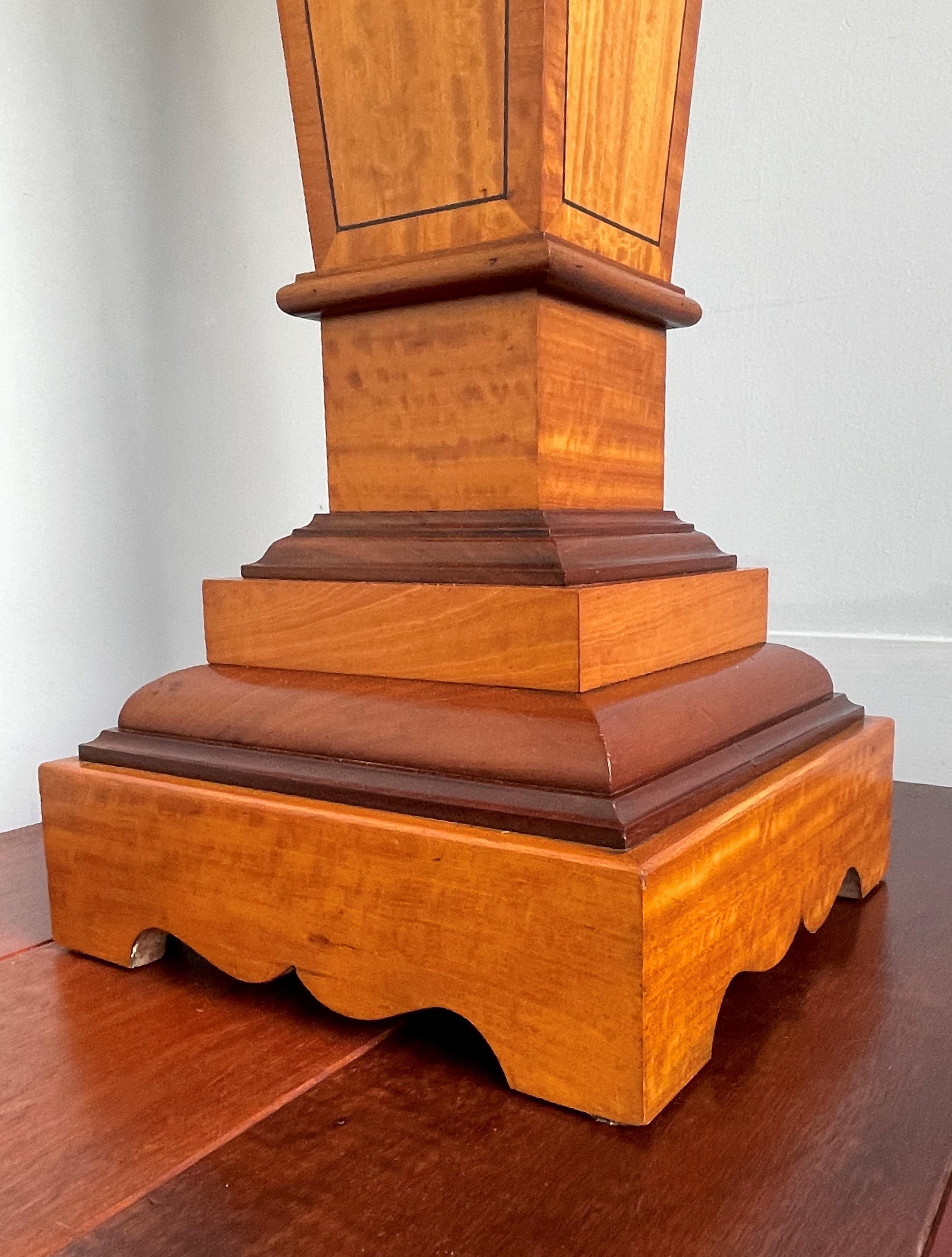 Hand-Crafted Stylish and Majestic Antique Satinwood & Teakwood Column Pedestal Stand ca. 1910