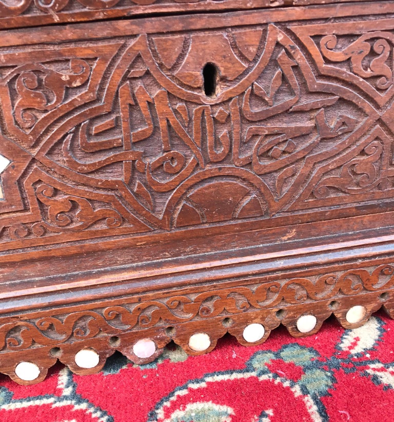 Stylish Antique Eastern Style Wooden Wall Hanging with Intricate Details For Sale at 1stDibs