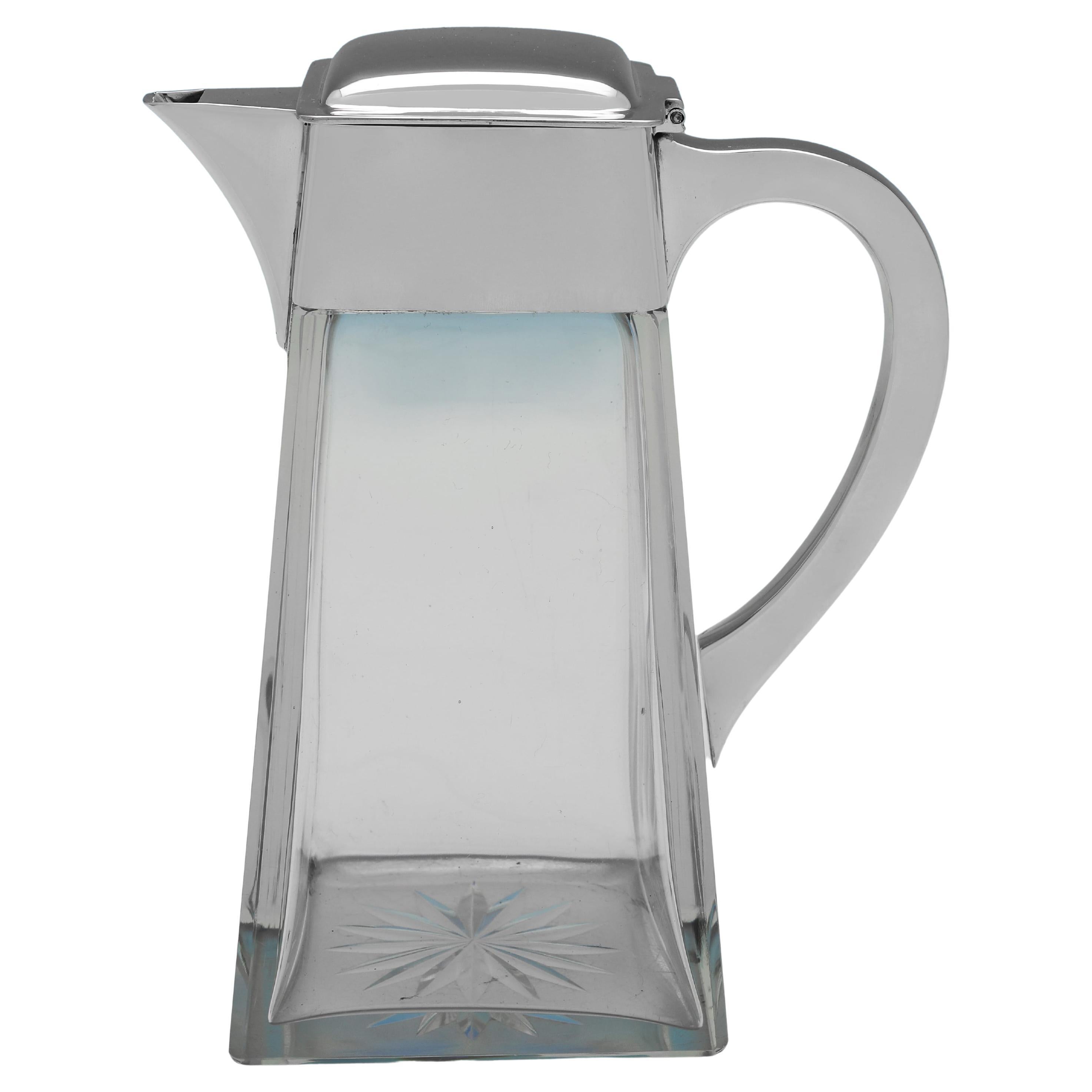 Elegante jarra de clarete antigua eduardiana de plata de ley de Heath & Middleton 1906