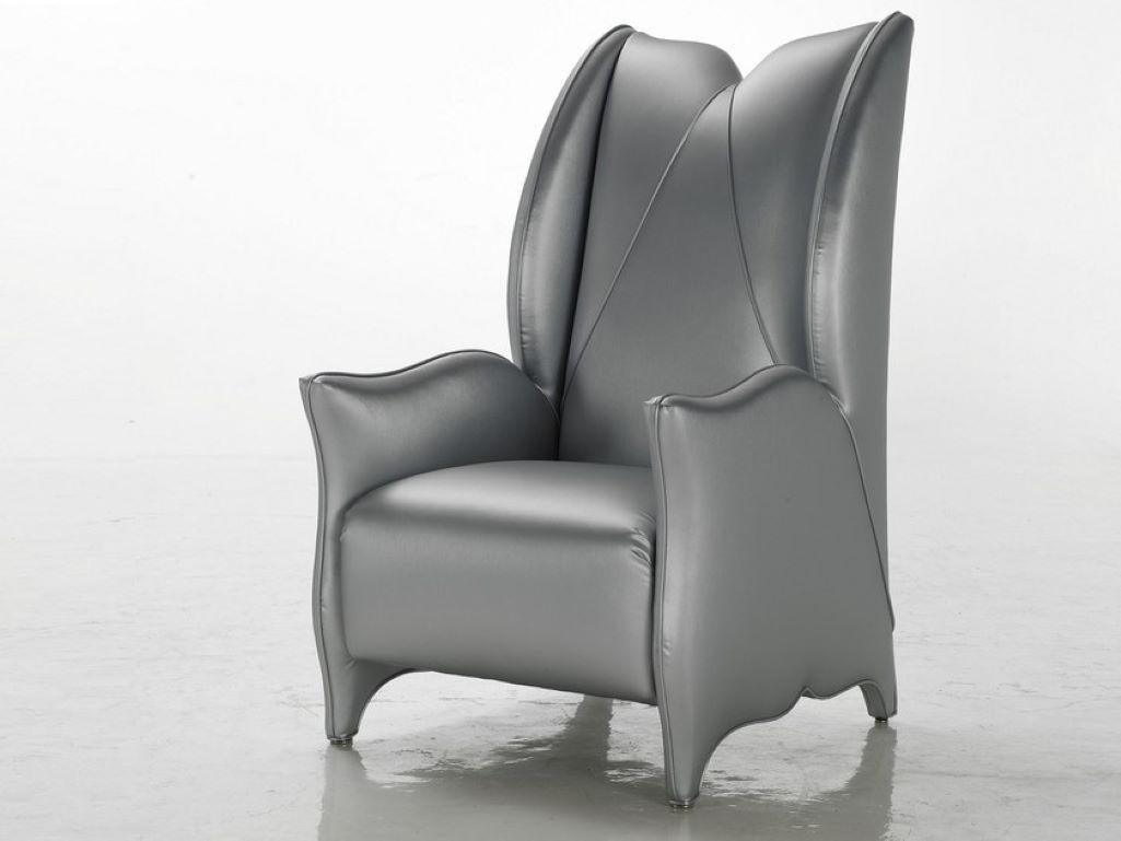 Italian Stylish Armchair Frame Made of Solid Timber and  Wood Fabric Upholstered Feet For Sale