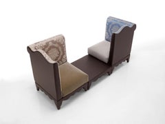 Fauteuil élégant avec structure en bois massif et cuir en tissu de bois