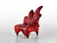 Elegante poltrona con struttura in legno massiccio  Wood e acciaio in pelle stampata