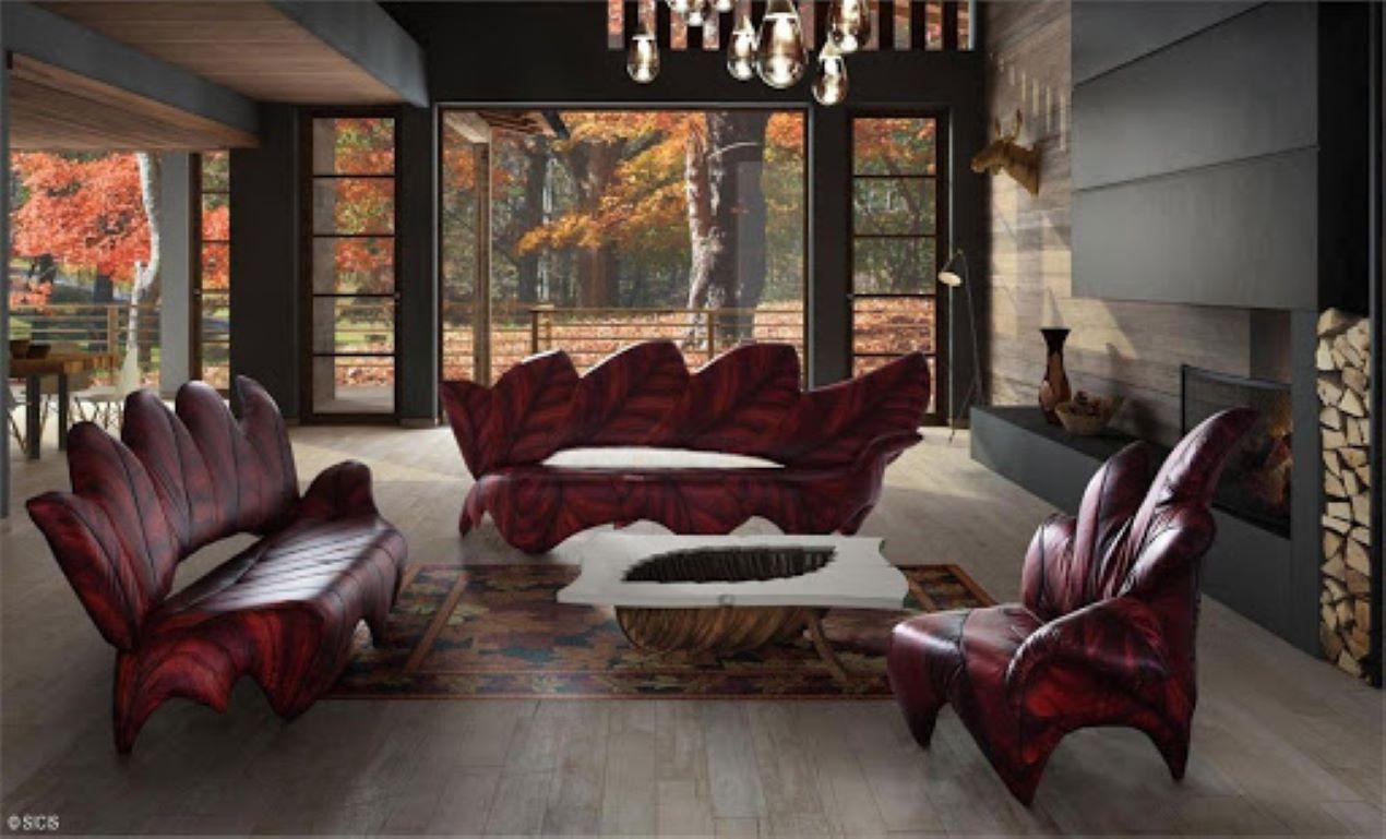 italien Fauteuil élégant en bois massif  Cuir imprimé bois et acier en vente