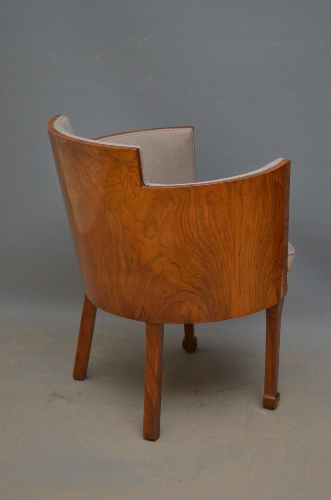 Stylish Art Deco Armchair in Walnut 2