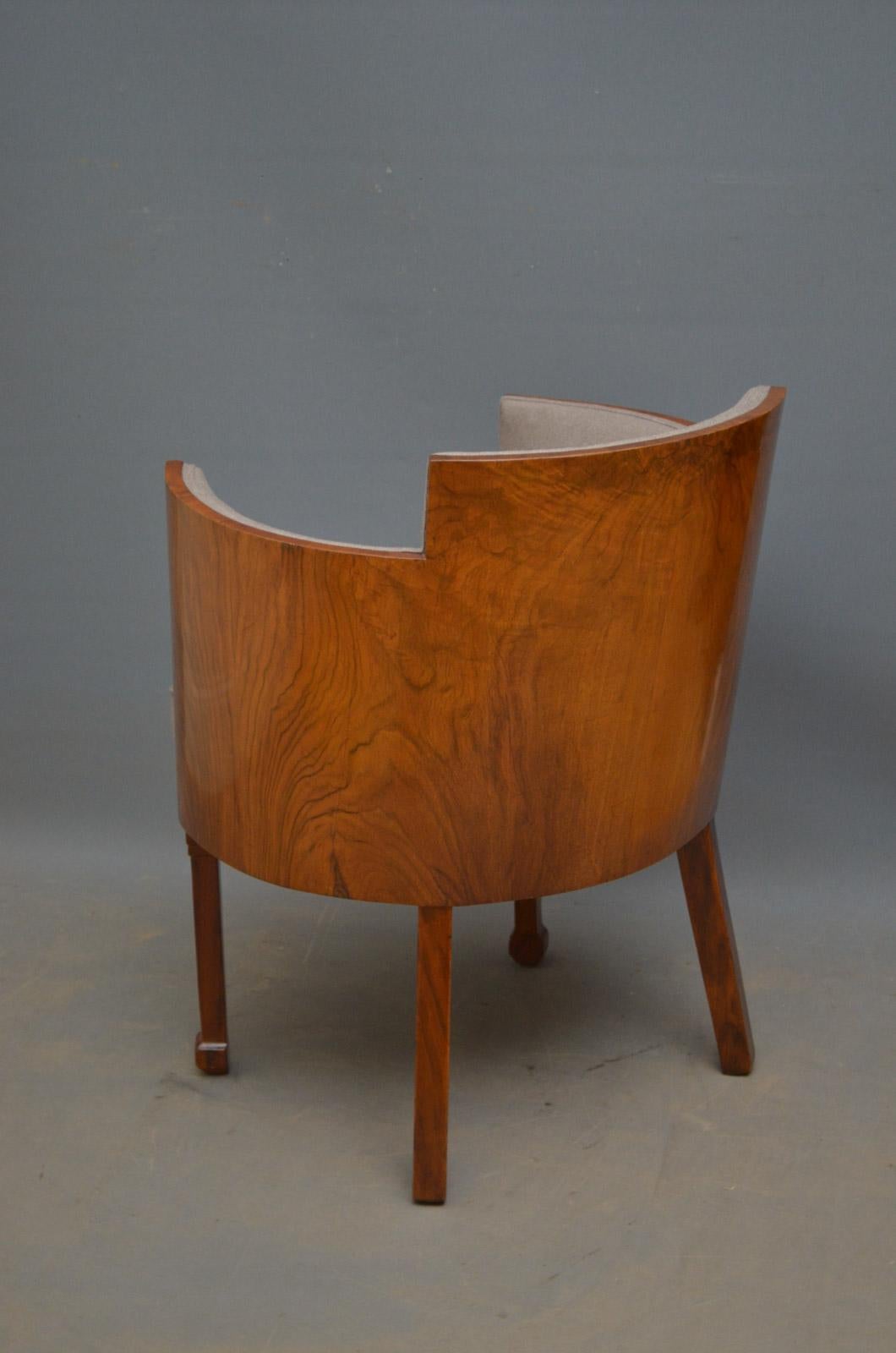Stylish Art Deco Armchair in Walnut 3