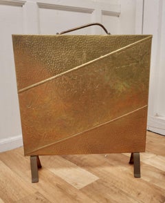 Stylish Art Deco Beaten Brass Fire Screen